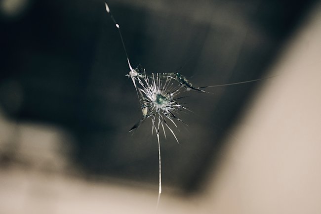Zoom in on broken glass