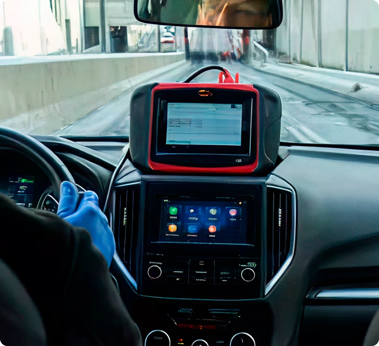 Photo of a diagnostic tool for advanced driver assistance systems
