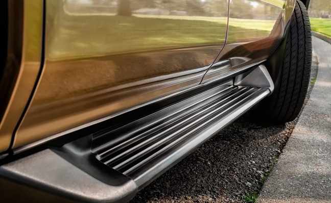 Close-up view of a car step