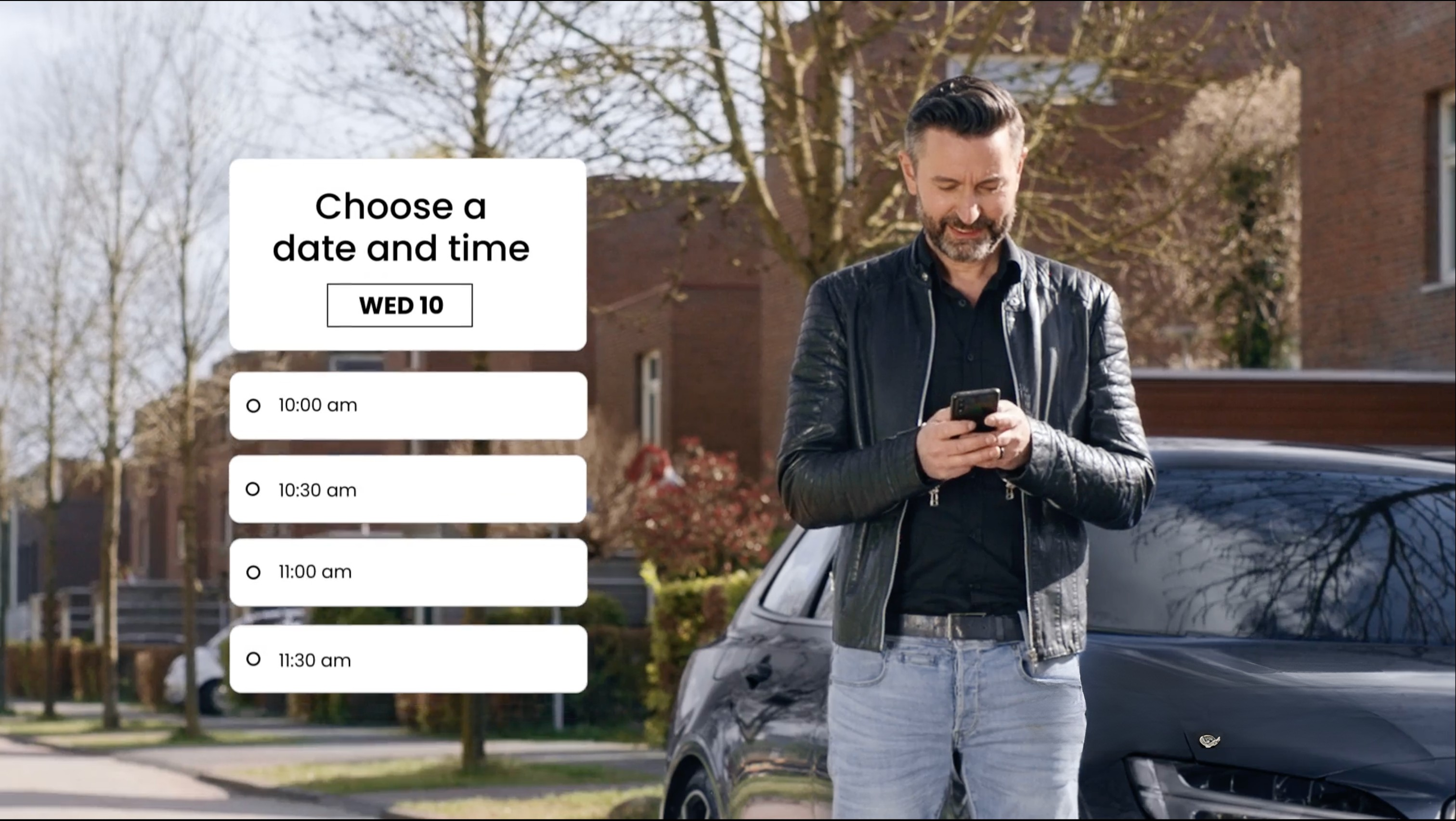 A person on their phone making an appointment online