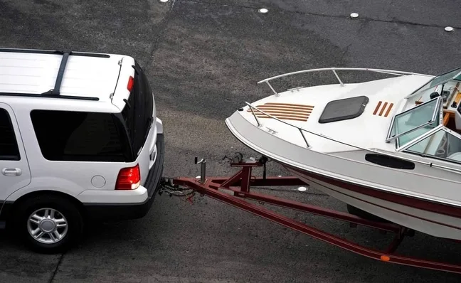 SUV towing a boat