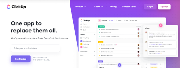ClickUp home page 