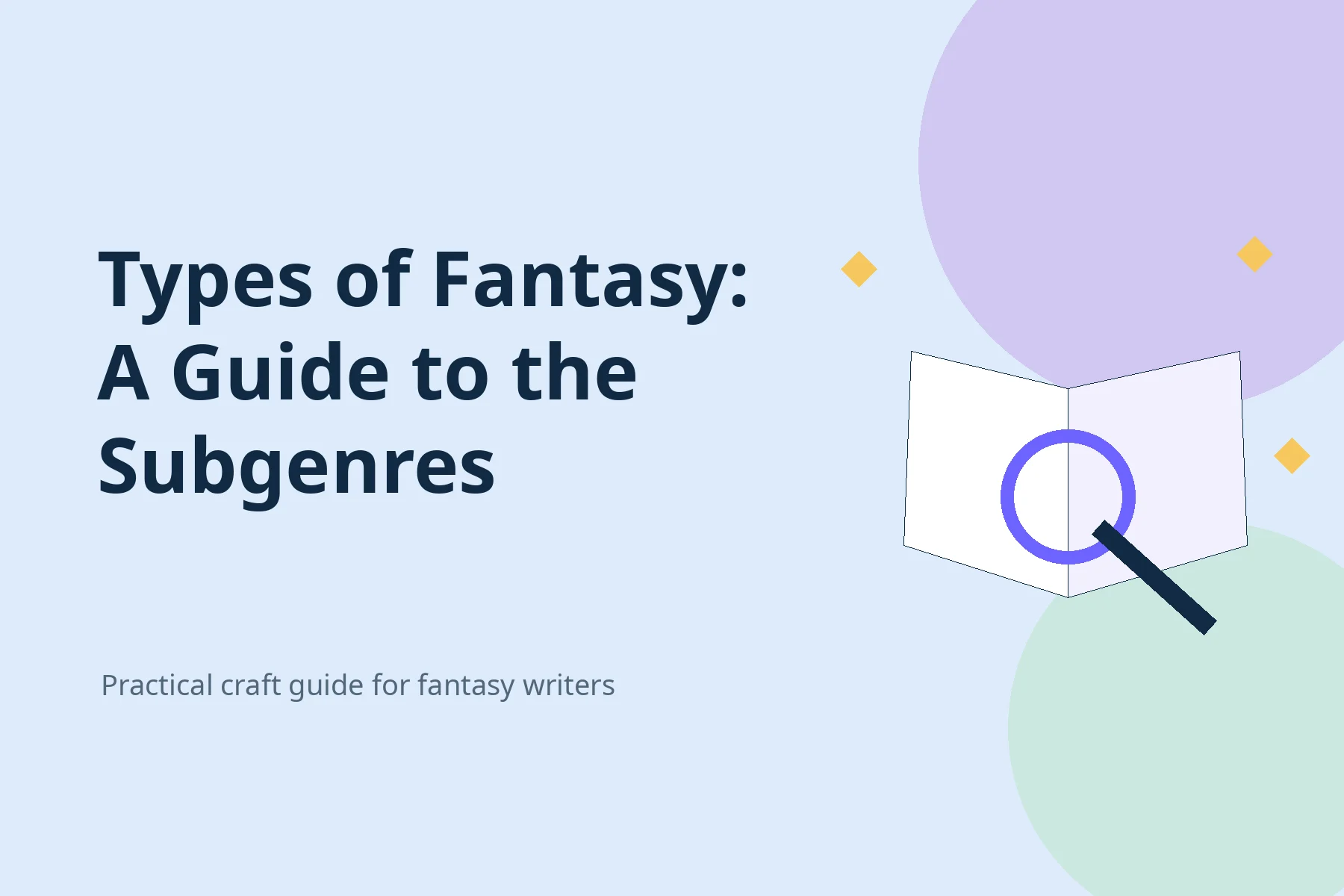 Flat-vector illustration for a guide to fantasy subgenres