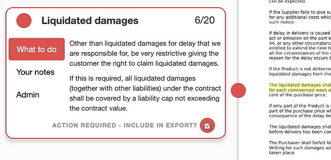 Illustration of a liquidated damages clause and its key terms.