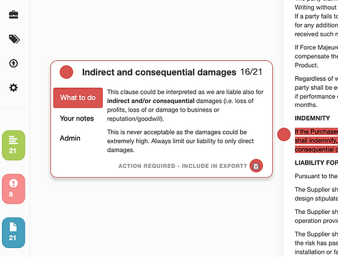 Illustration of how a contract may distinguish direct and indirect loss.