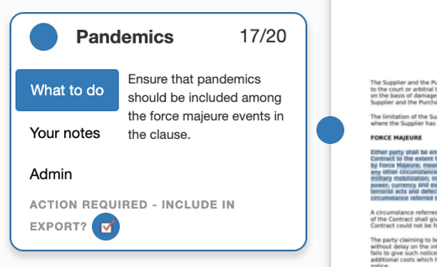 Illustration of a force majeure clause and its notice requirements.