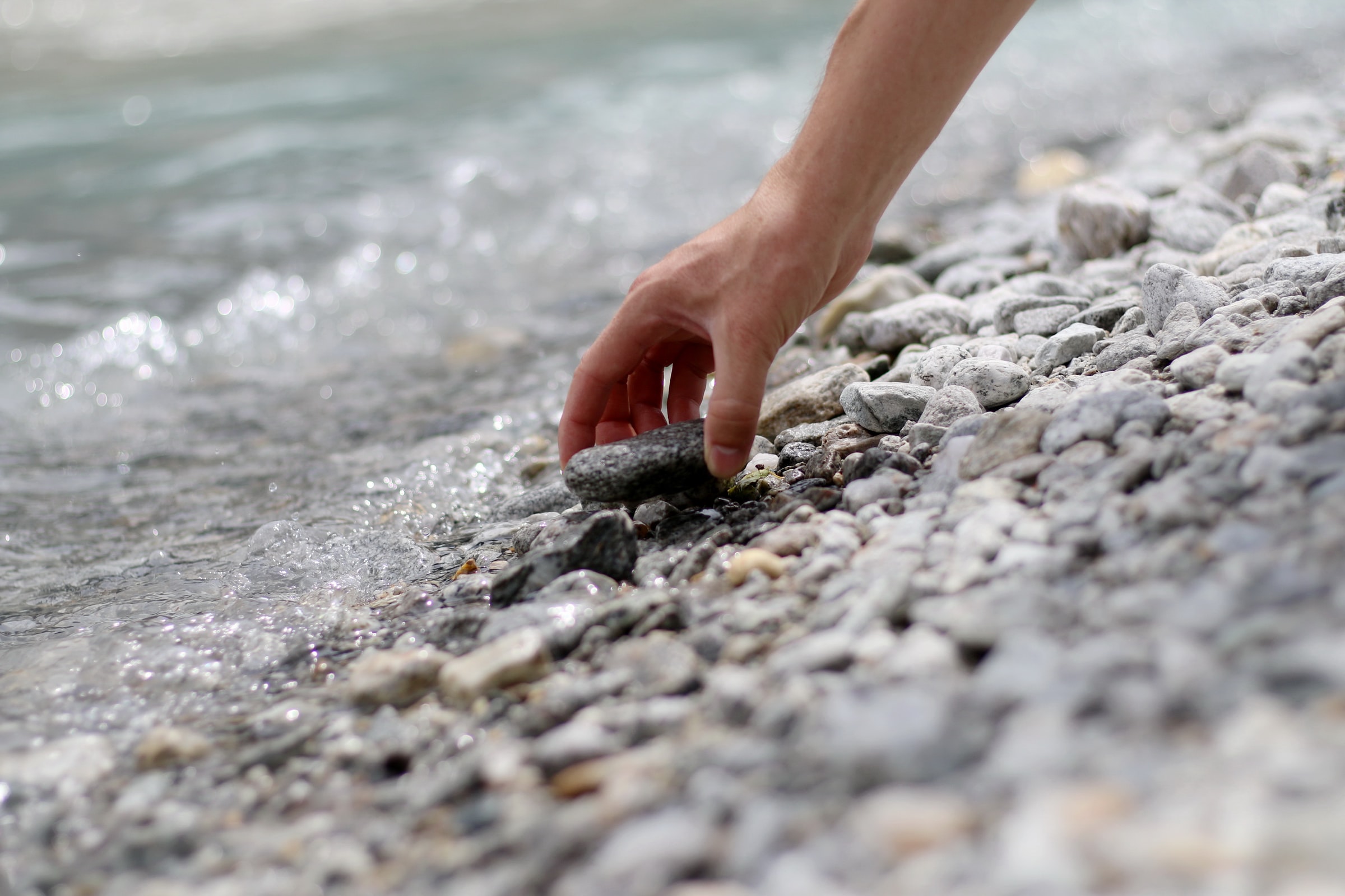 picking up stone