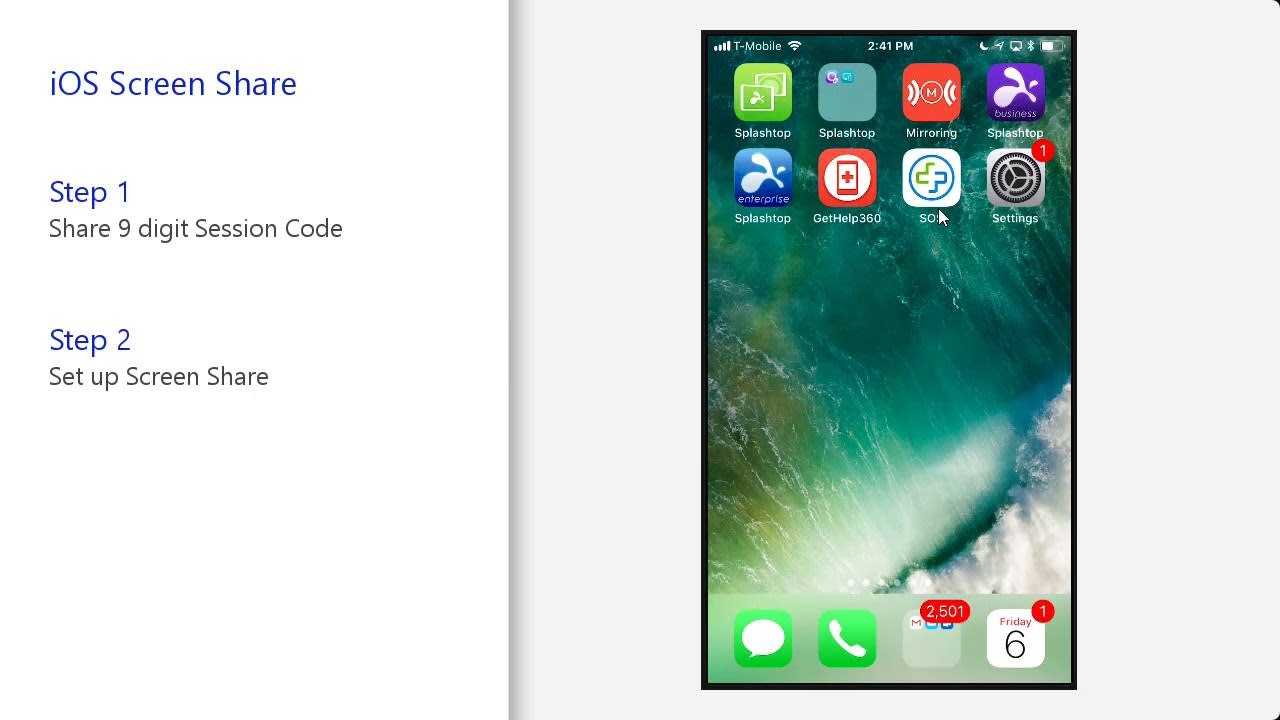Cómo compartir tu pantalla de iOS 11 con Splashtop SOS