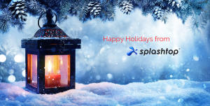 Happy Holidays from Splashtop banner featuring festive decorations and a warm seasonal greeting