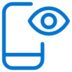 Blue icon of a smartphone with a large eye symbol overlapping its upper right corner, suggesting themes of visibility, monitoring, or viewing on a mobile device.