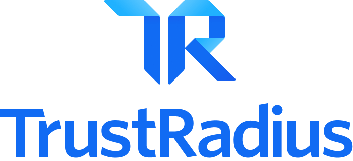 TrustRadius logo featuring a stylized blue TR geometric design above the word TrustRadius written in bold blue letters.