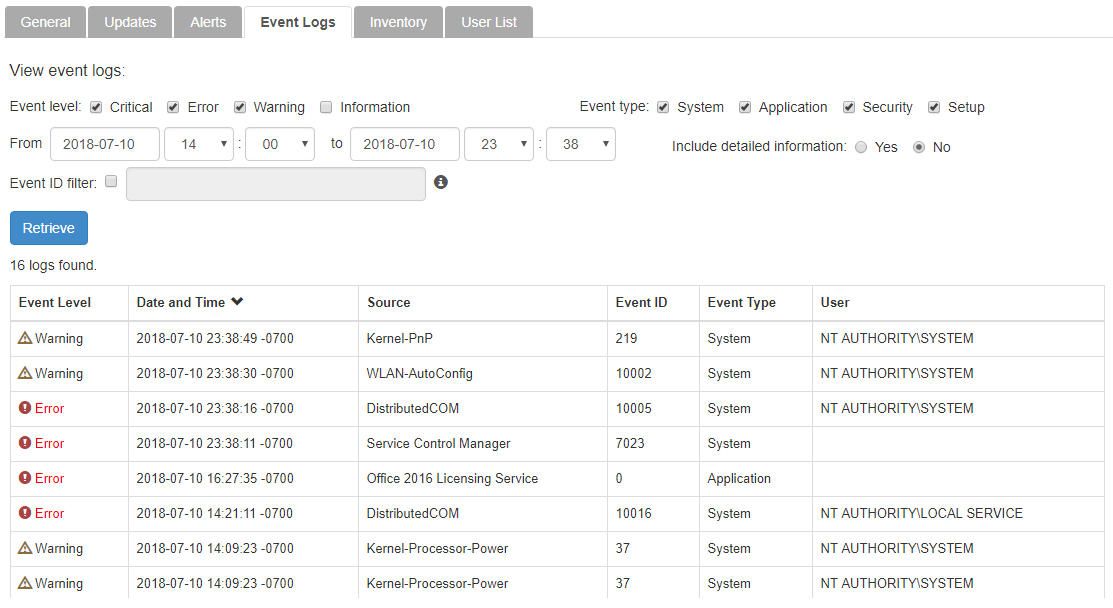 View Event Logs