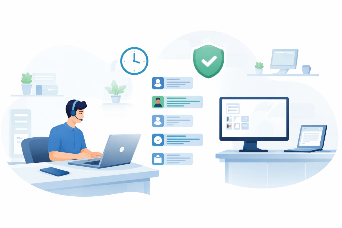 Logs being tracked while a remote IT support agent works.