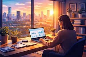 A person working remotely on a laptop.