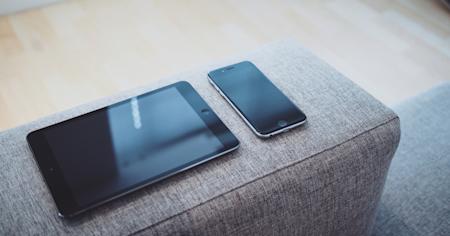 An iPad and an iPhone, connected via remote access software from Splashtop.