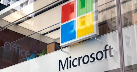 A building with a Microsoft sign.