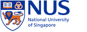 Logo of the National University of Singapore featuring a blue and orange lion crest with a book and circles, and the text “NUS National University of Singapore” to the right.