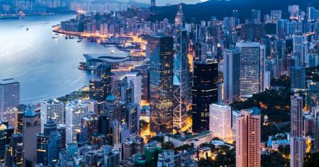 Hong Kong skyline with towering buildings
