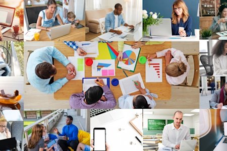 Collage of diverse people using Splashtop for various remote tasks