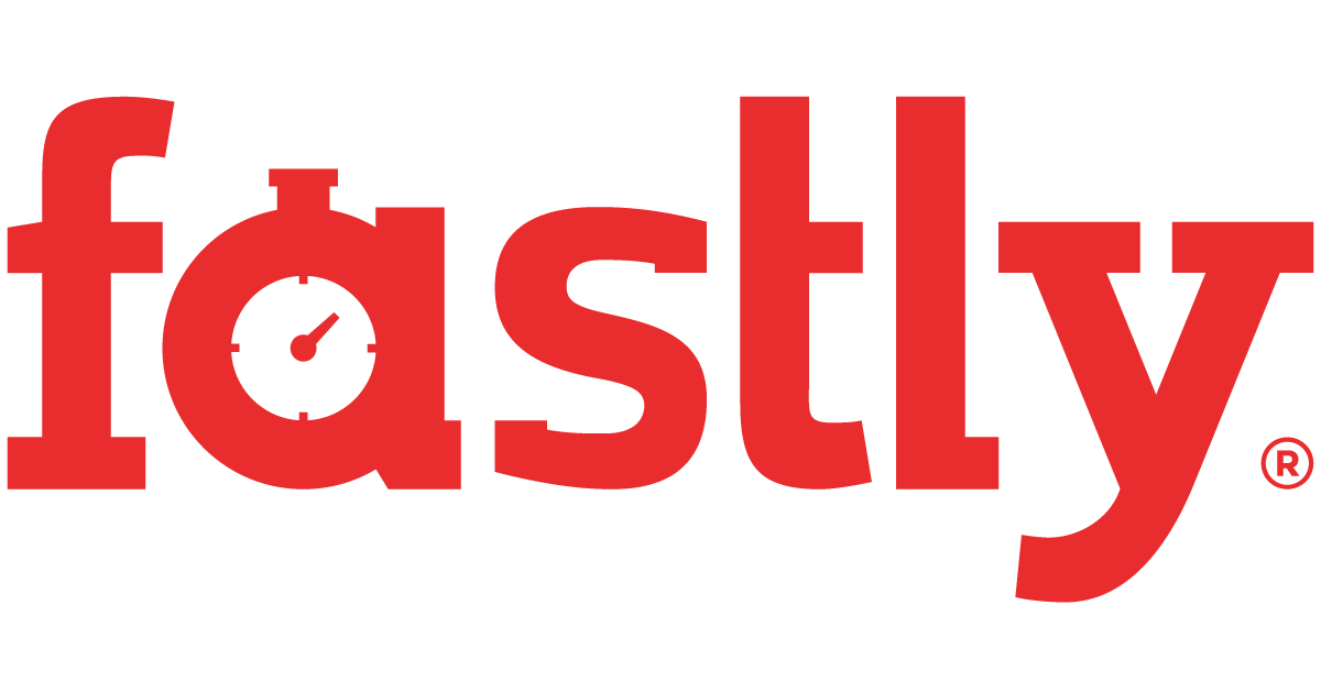 The Fastly logo in red, with the letter a designed as a stopwatch, representing speed and efficiency.