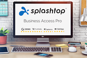 Splashtop 5-star ratings shown on a computer monitor