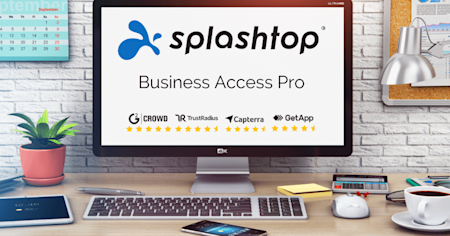 Splashtop 5-star ratings shown on a computer monitor