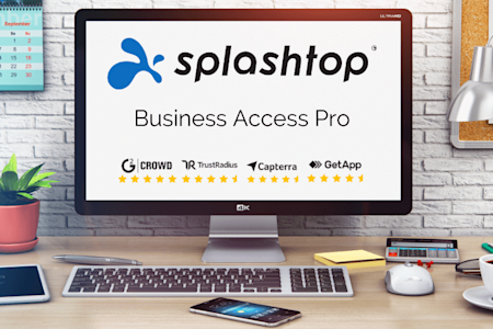 Splashtop 5-star ratings shown on a computer monitor