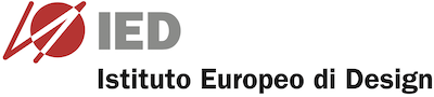 Logo of IED, Istituto Europeo di Design, featuring a red abstract symbol next to the gray letters IED, with the full name written below in black.