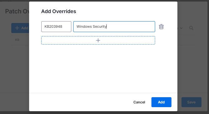 Adding a specific patch override in Splashtop AEM.