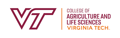 Virginia Tech logo on the left, and text on the right reading College of Agriculture and Life Sciences Virginia Tech in maroon and orange.