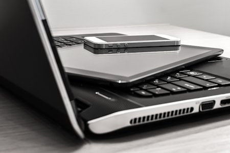 Three endpoints: A laptop, a tablet, and a smartphone.