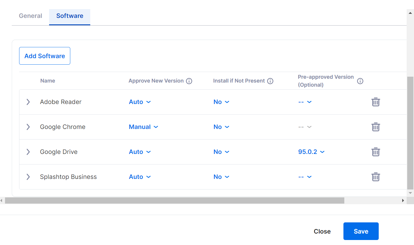 Configure how Splashtop AEM manages a selected application.