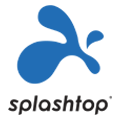 Blue abstract splash-shaped logo above the word splashtop in lowercase black letters on a light gray background.