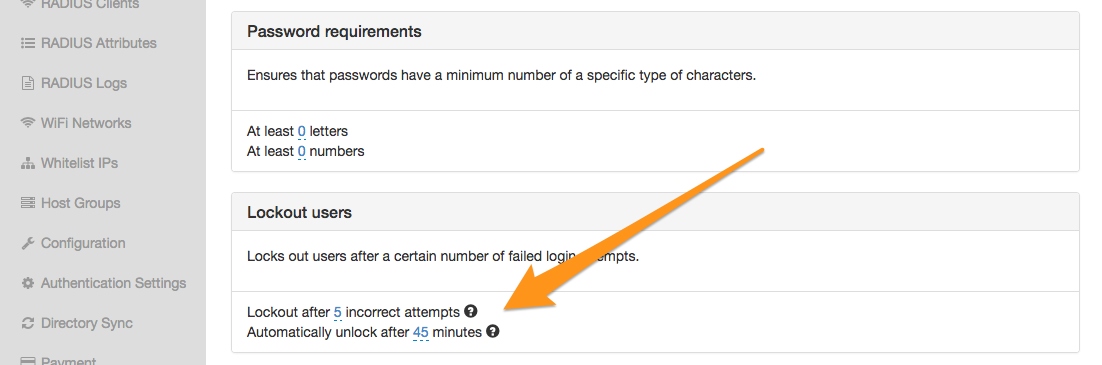 Password lockout screenshot