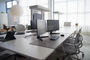 Computers in an office.