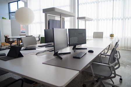Computers in an office.