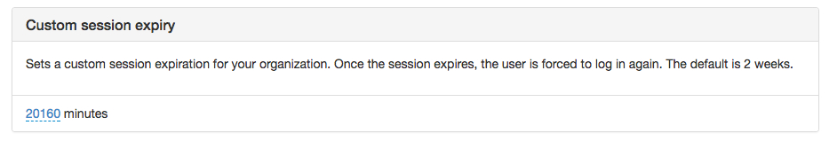 Screenshot of the session timeout feature