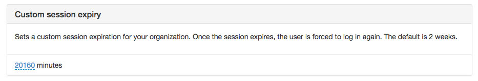 Screenshot of the session timeout feature