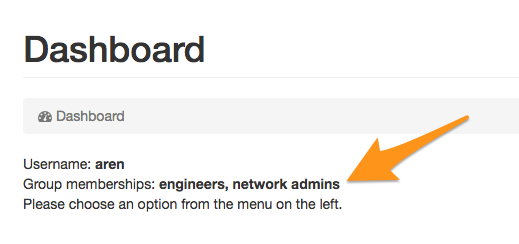 Screenshot of the groups dashboard
