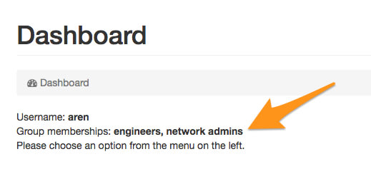 Screenshot of the groups dashboard