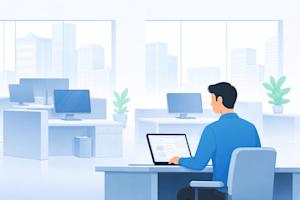 An IT pro working in an office.