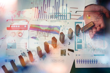 IT asset lifecycle management with data charts and domino effect.