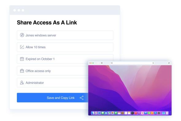 Splashtop Secure Workspace Share Access As A Link dialog
