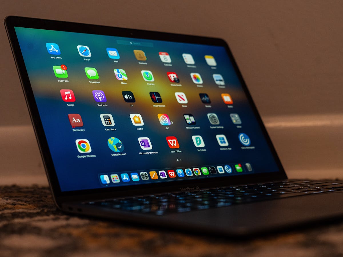 A computer with several third-party app icons.