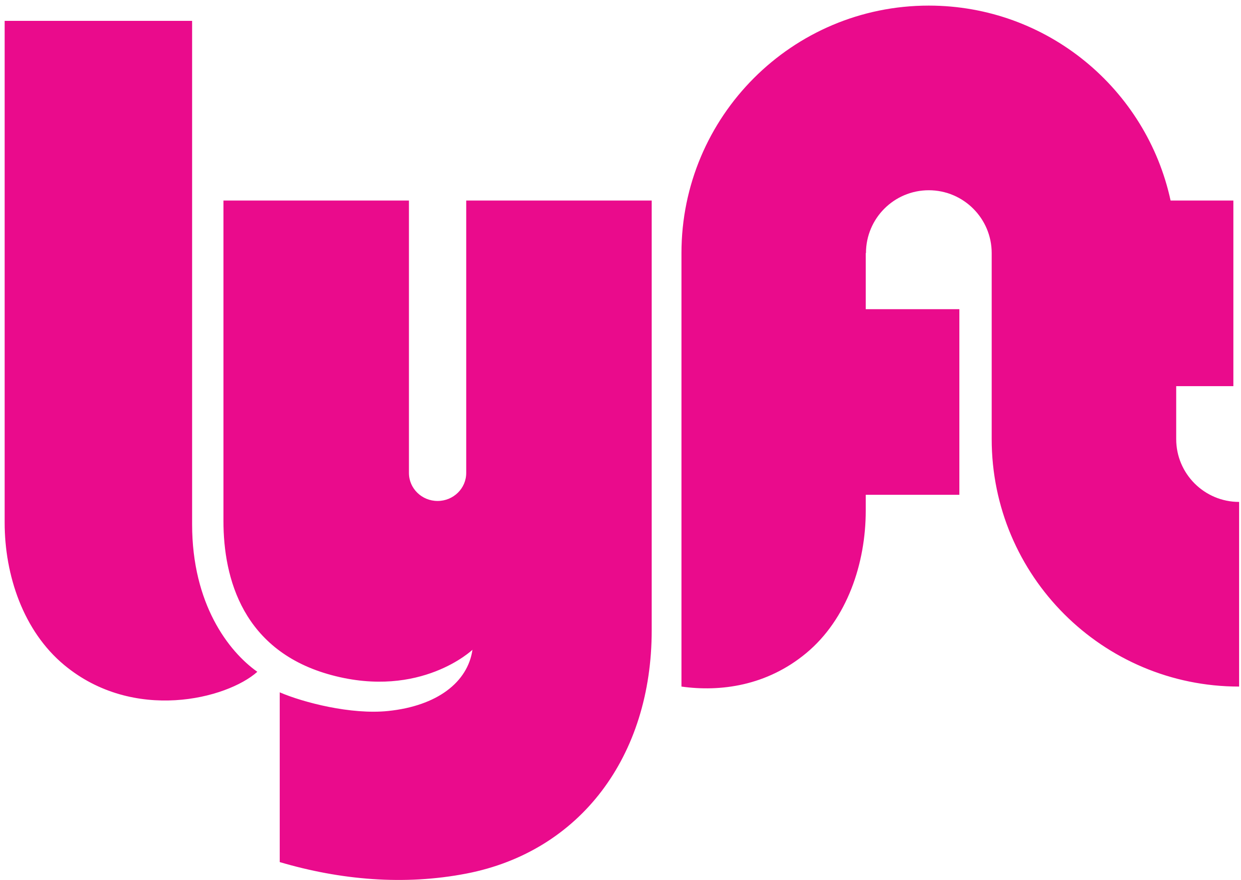 The image shows the Lyft logo with the word lyft in bold, rounded, lowercase pink letters on a white background.