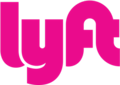 The image shows the Lyft logo with the word lyft in bold, rounded, lowercase pink letters on a white background.