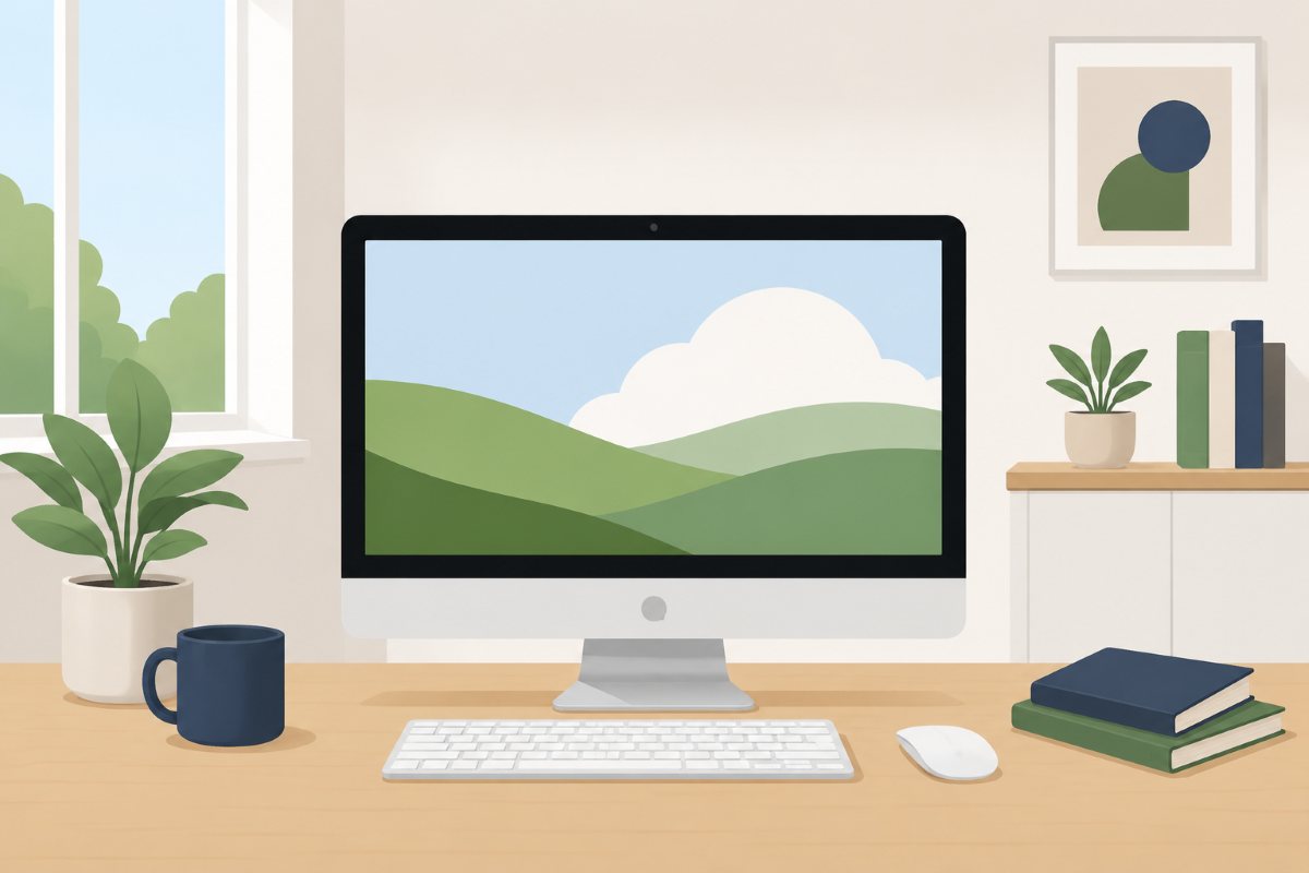 A personal computer in a home office.