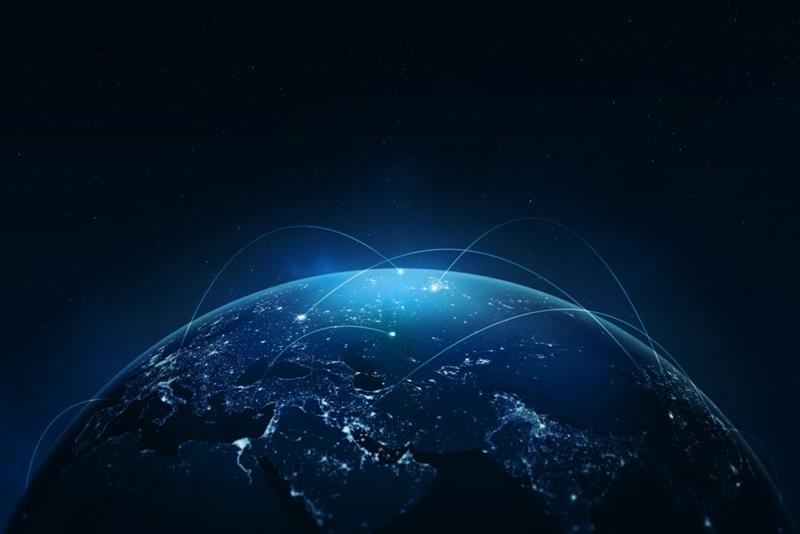 A globe interconnected by a network.