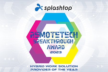Splashtop's recognition as 2023's top hybrid work solution provider, RemoteTech Breakthrough Award