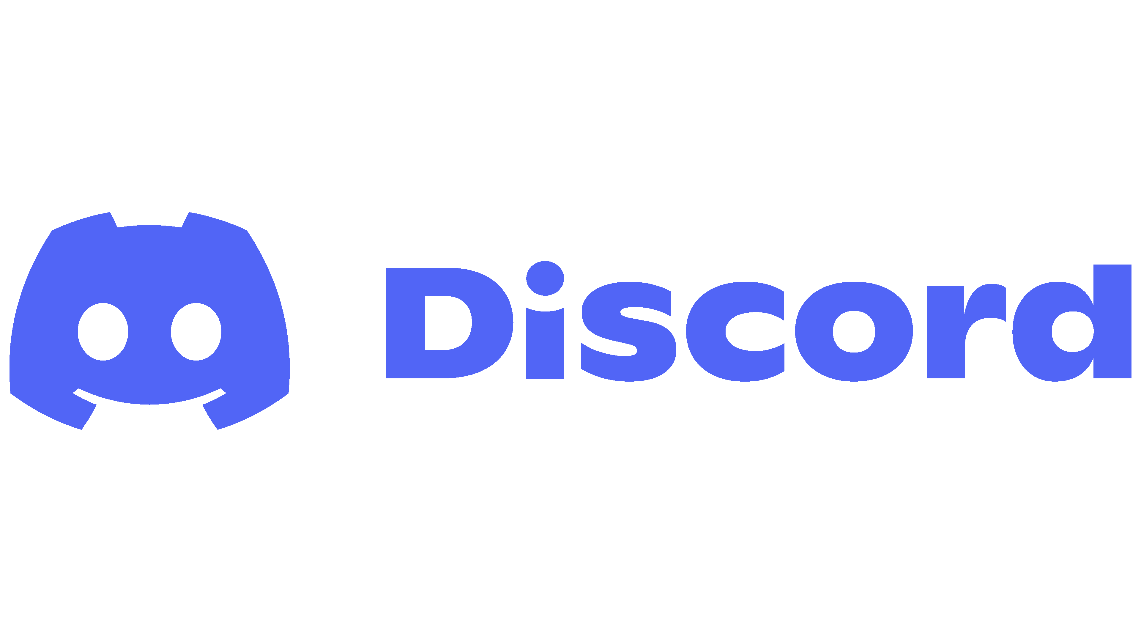 The image shows the Discord logo, featuring a stylized blue game controller with two white dots for eyes next to the word Discord written in bold blue letters on a light background.